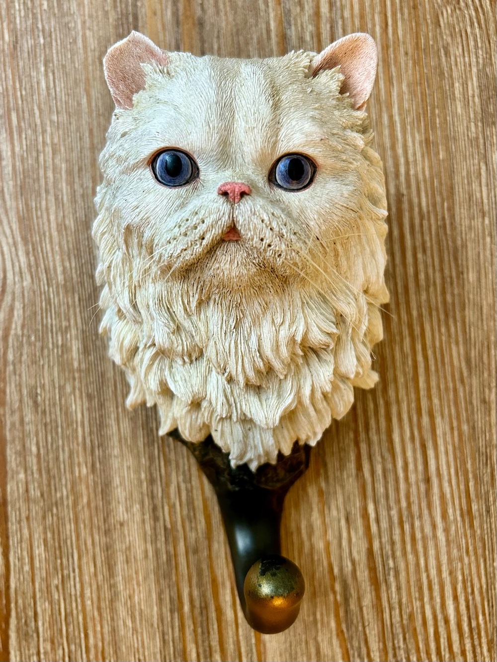 Vintage Parisian White Persian Cat Wall Hook Shabby Chic Cottage Decor